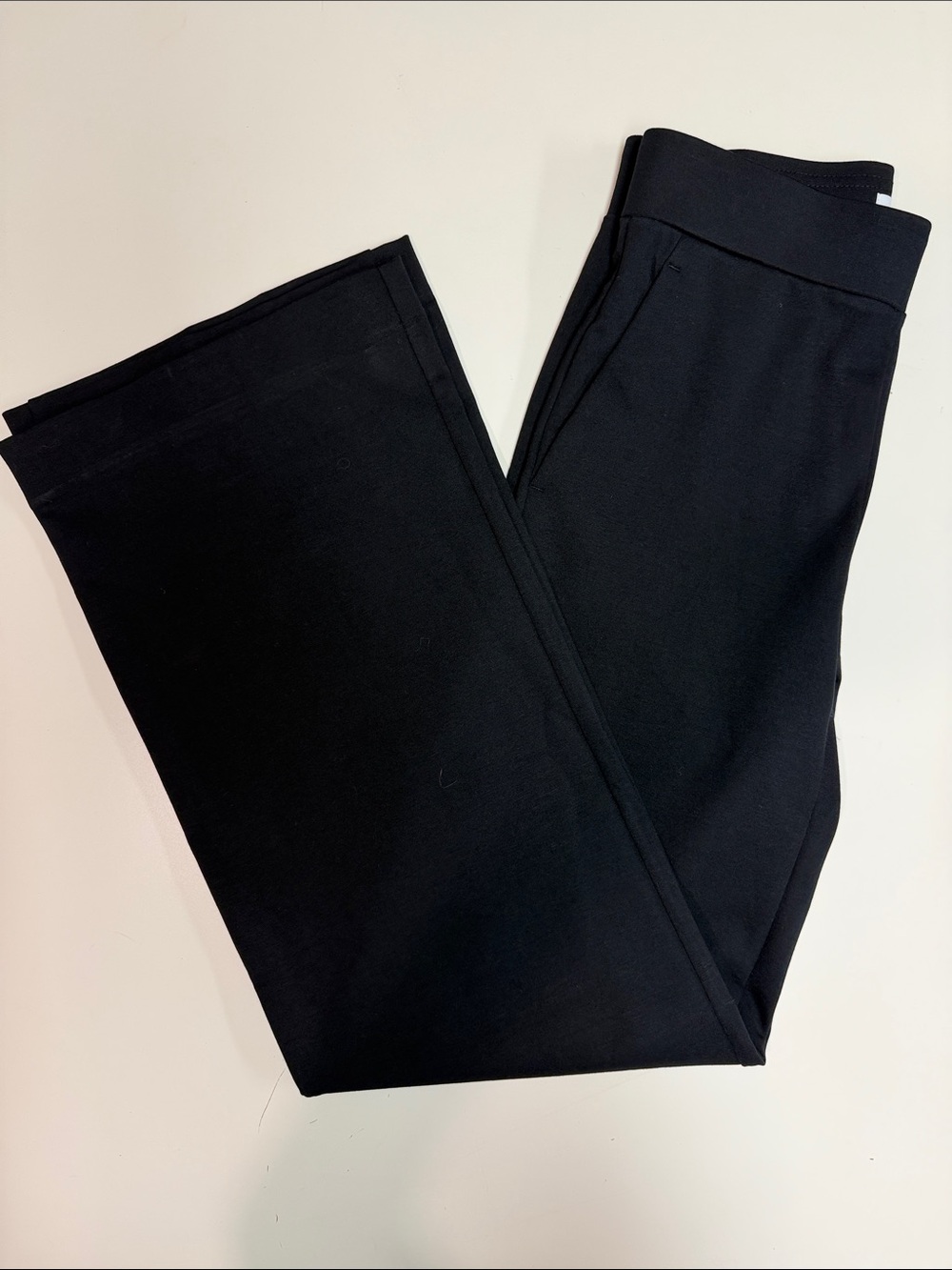 Black Pull-On Stretch Wide Leg Pants by Ann Taylor